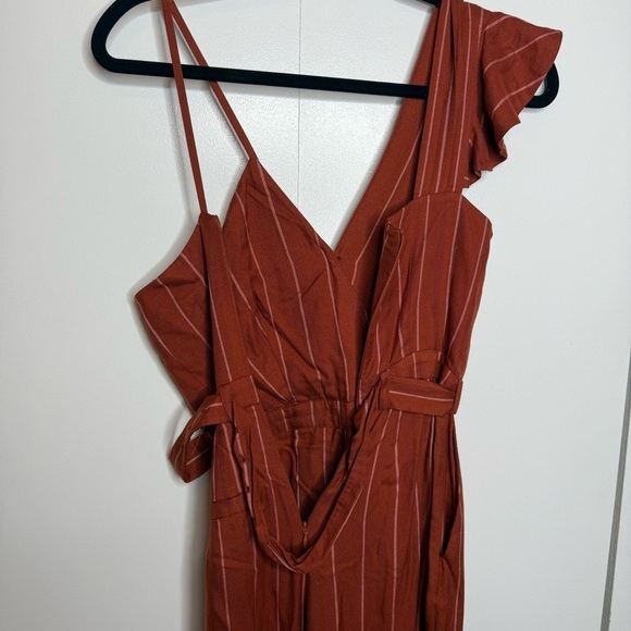 Three Floor Margaux Jumpsuit pinstriped copper Linen Size 0 RTR - Picture 7 of 15